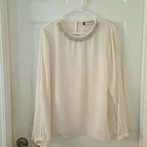 Sheer, long sleeve blouse